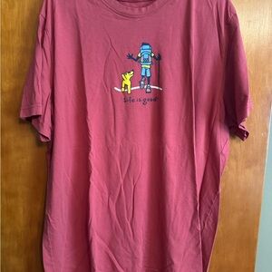 Life Is Good Maroon XXL T-Shirt Hiking Dog